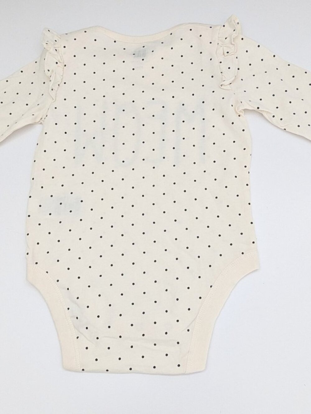 GAP Baby (12-18 Months) Cream/Black Polka Dot "MEOW" Bodysuit/Onesie - Picture 8 of 13